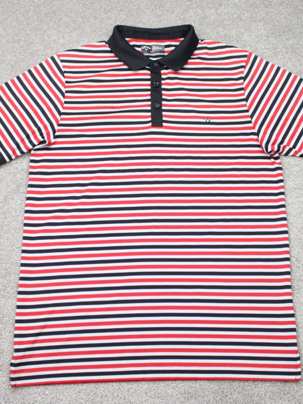 Callaway Polo Shirt Men Large Red/Black/White Opti-Dri Golf Stretch Short Sleeve